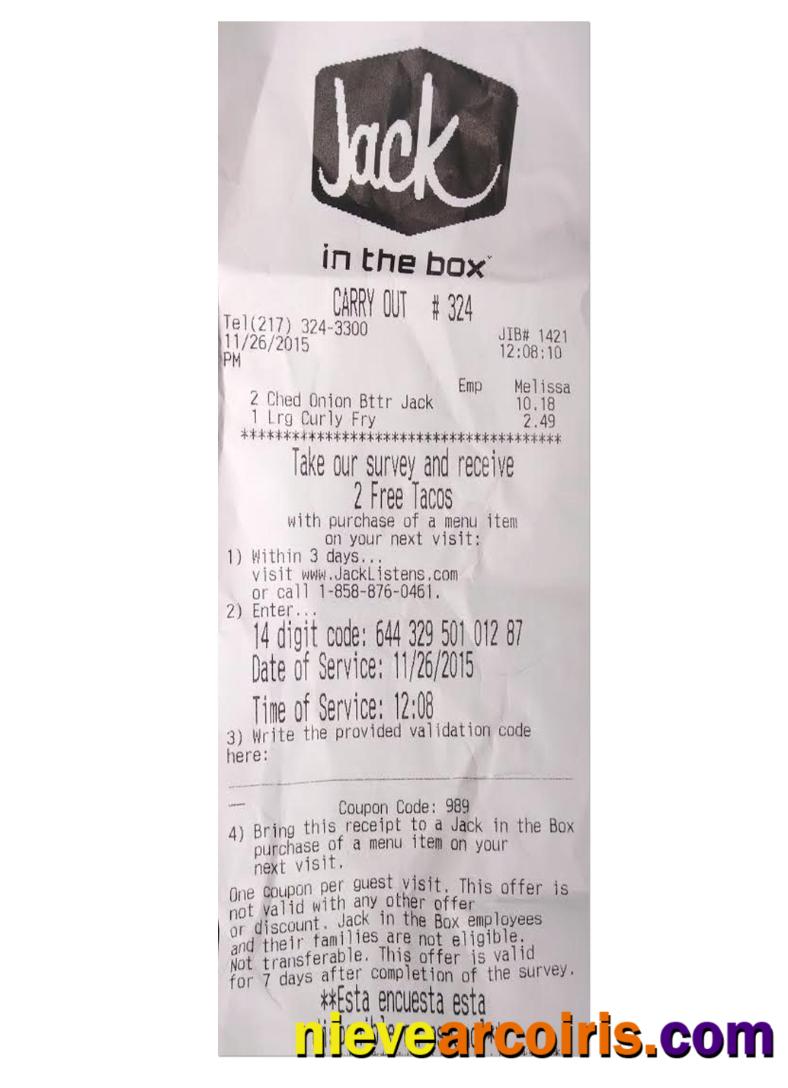 JACK payment receipt